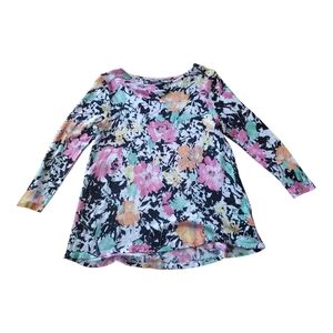 Lauren Ralph Lauren Colorful Floral Print 3/4 Sleeve Top XS